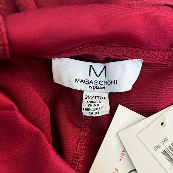 Magaschoni Woman Maroon Plum Hooded Sweatshirt Modal Kangaroo Pocket NWT 3X - Picture 3 of 11